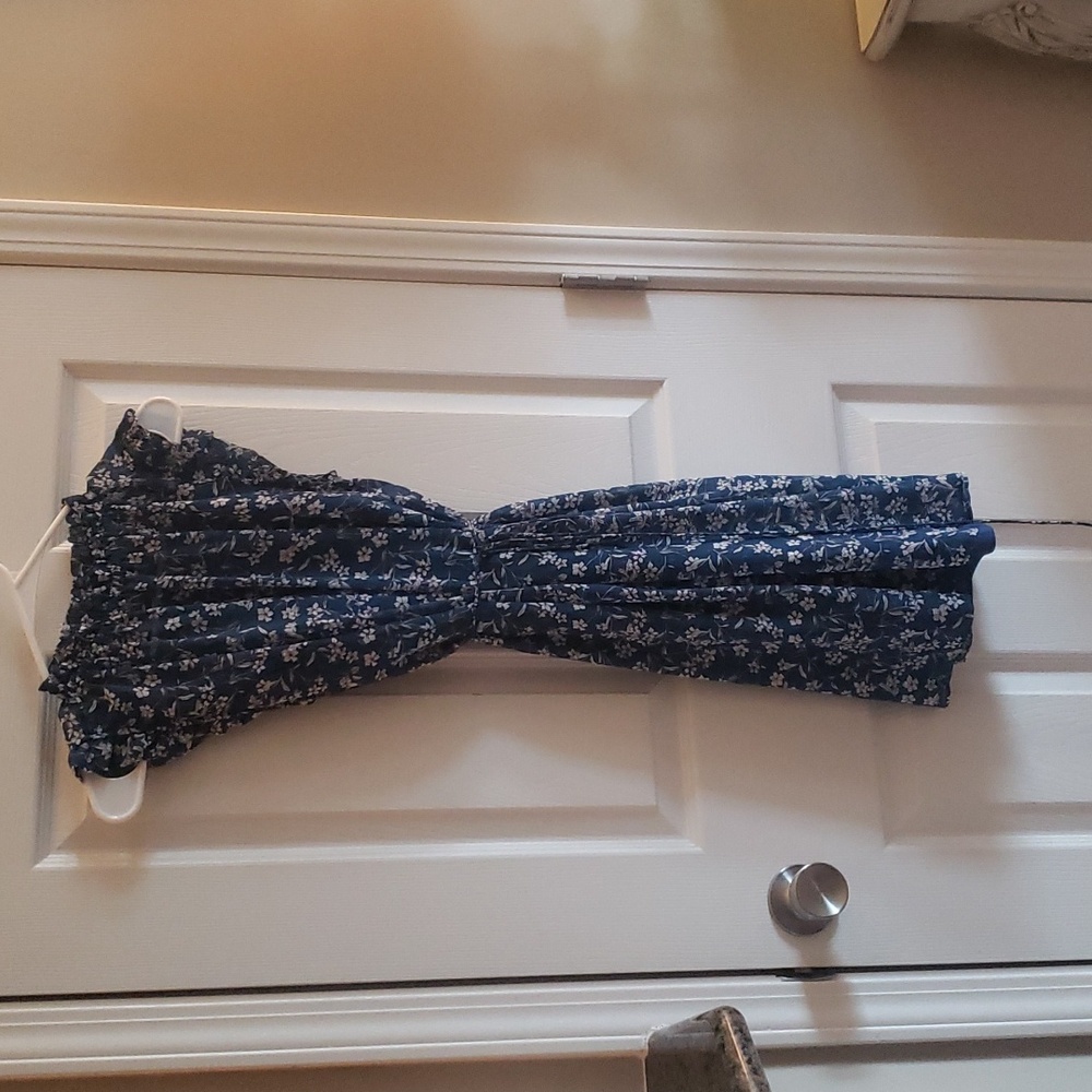 Banana Republic Blue and White Floral dress with slip.